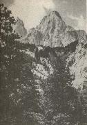 william r clark mount whiney isydandan av sirra nevada bestegs forst 1873 av tre fiskare. oil painting artist